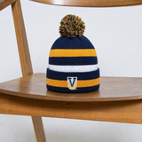 VU Knit Pom Hat |Blue/Gold/White