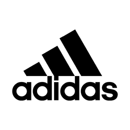 Black Adidas logo on a white background