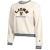 Ladies Reverse Weave Yarn Dye Rib Crew | Chalk White / Navy